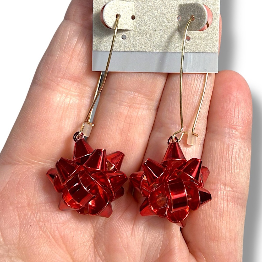 Elegant Red Bow Earrings